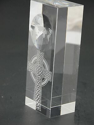 Celtic cross pattern paperweight, globe, Great gift ireland - O'Rourke crystal awards & gifts abp cut glass