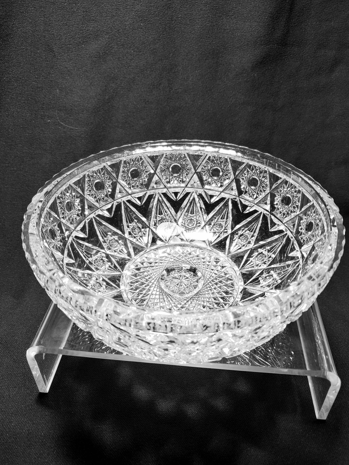 ABP cut glass bowl American brilliant flat rim Auction