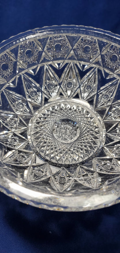 ABP cut glass bowl American brilliant flat rim Auction