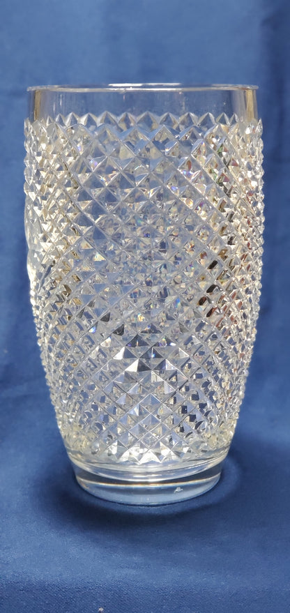 Hand Cut 24% lead crystal vase with space for etching 5 lb Award
