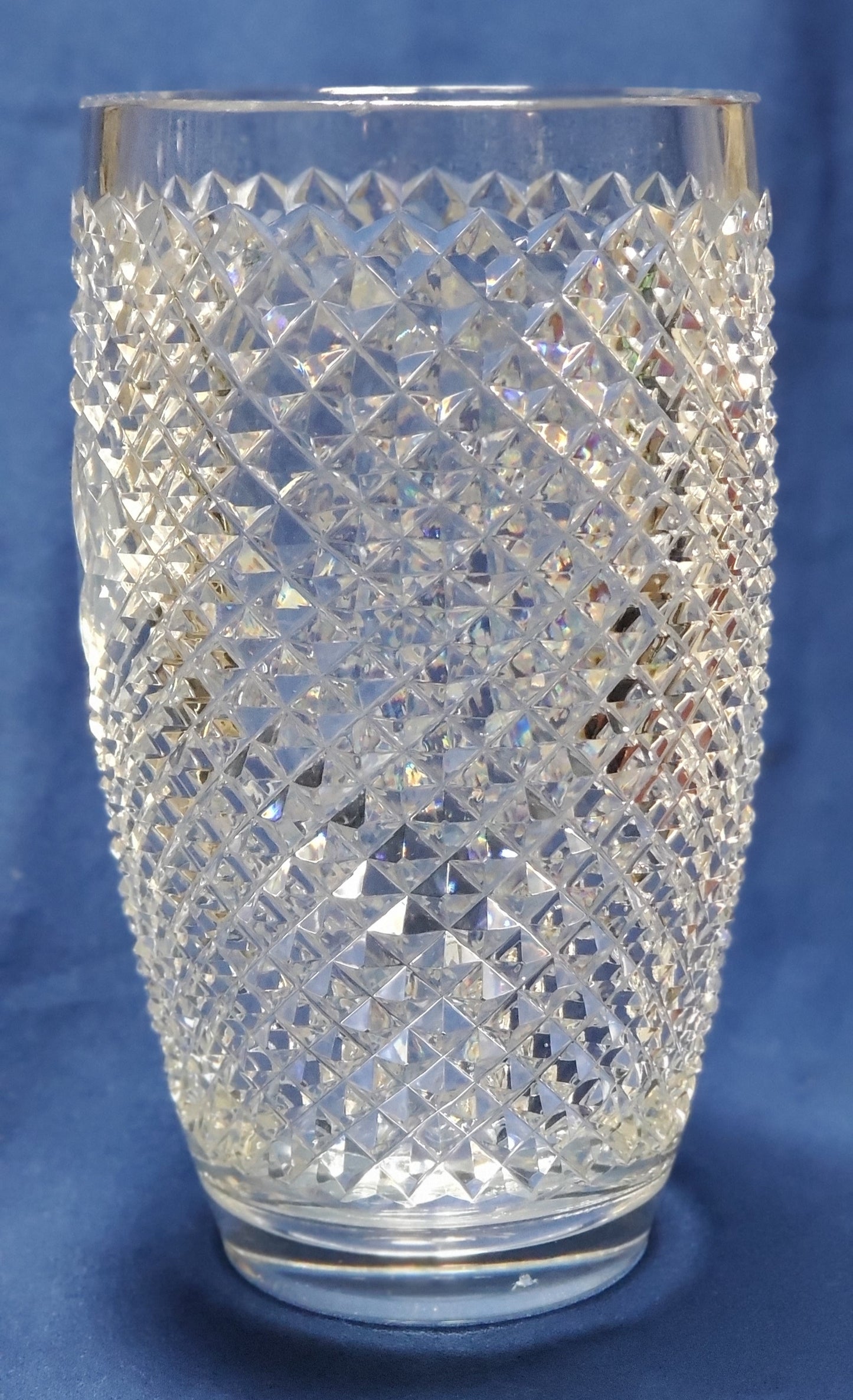Hand Cut 24% lead crystal vase with space for etching 5 lb Award