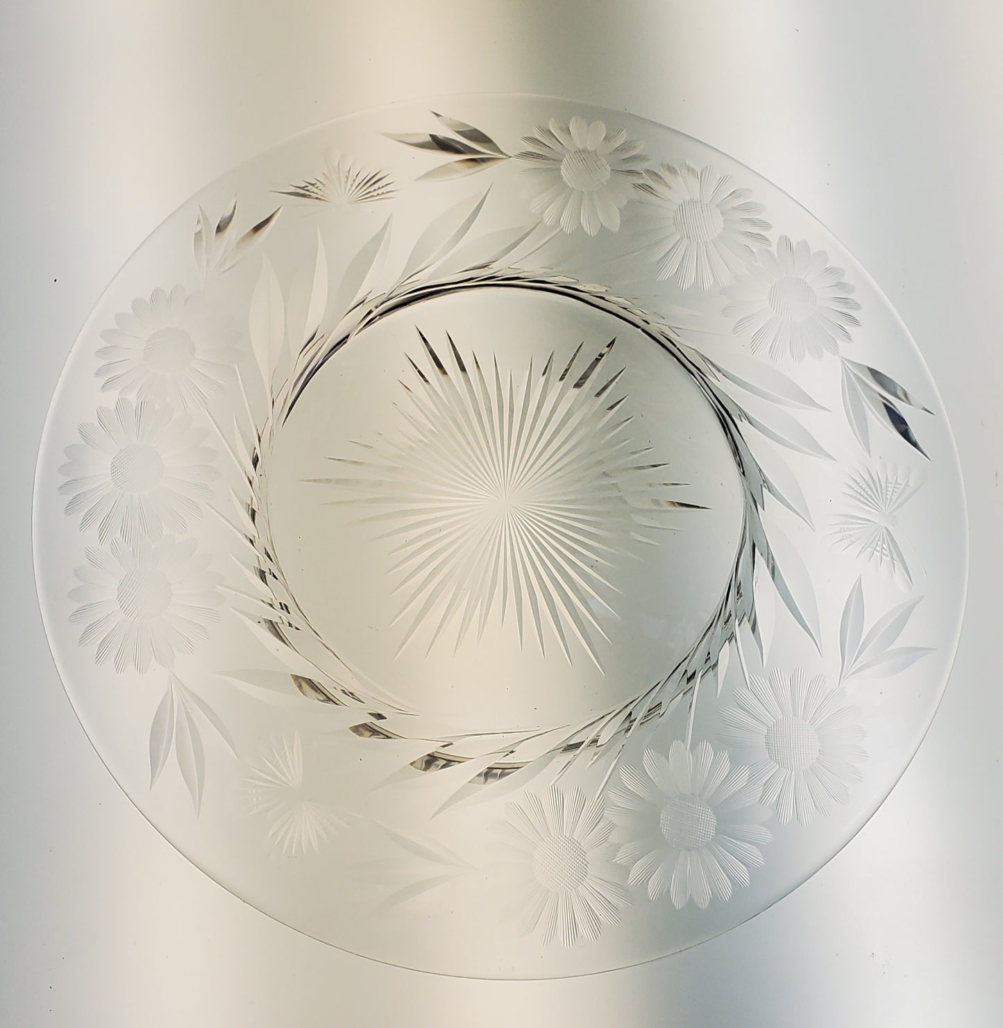 ABP crystal platter hand cut glass butterfly