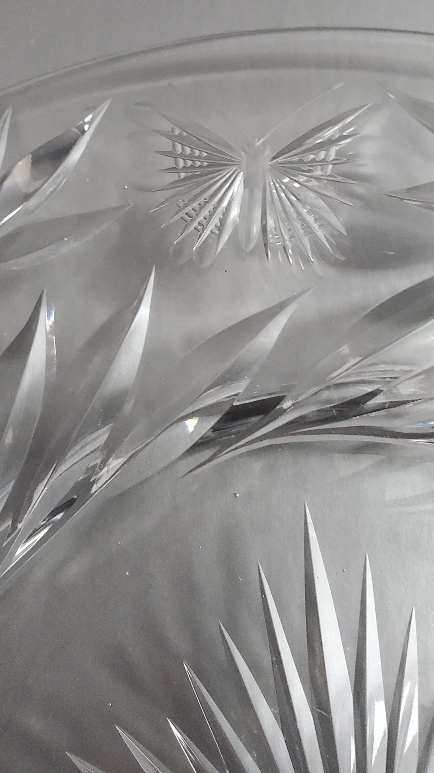 ABP crystal platter hand cut glass butterfly