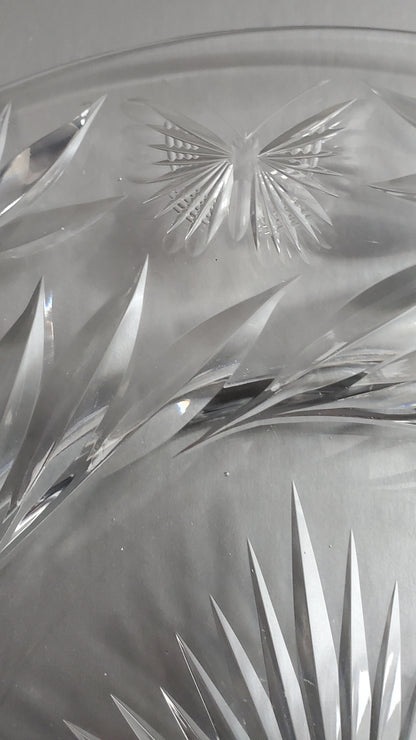 ABP crystal platter hand cut glass butterfly
