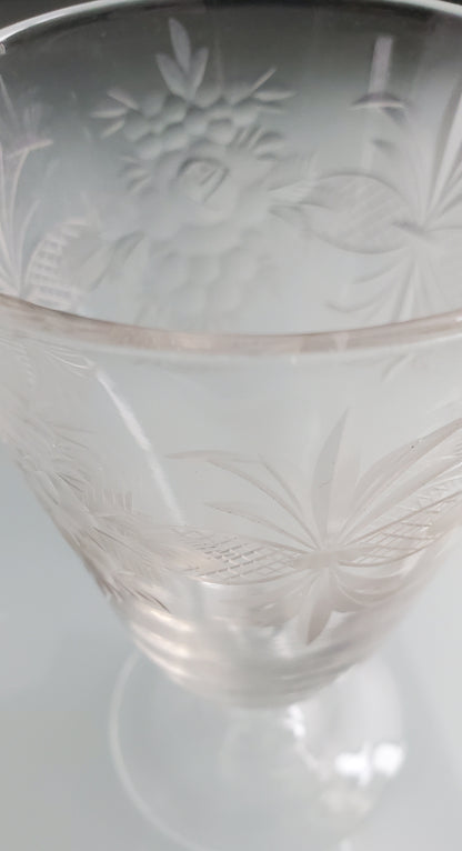 Westmoreland Glass Antique cut & engraved glass goblet Rose