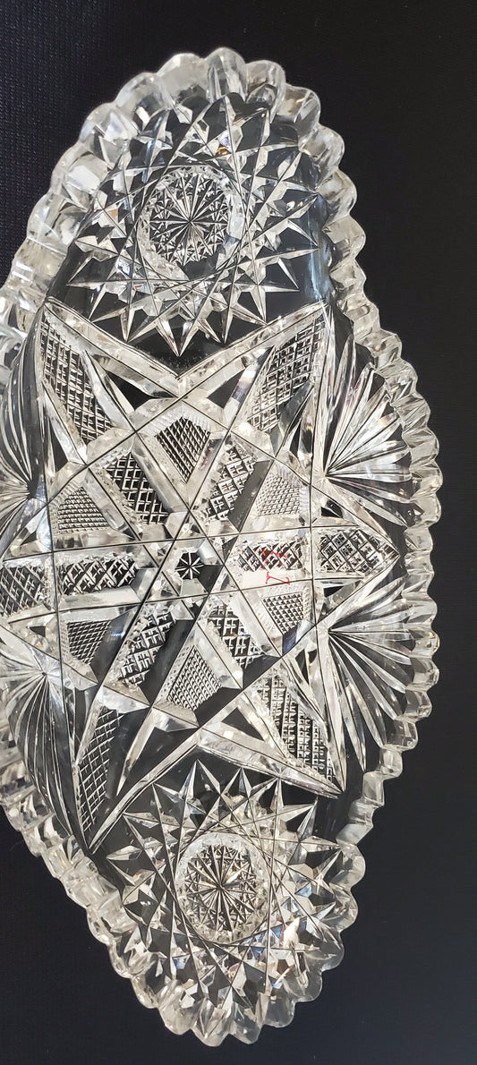 ABP Crystal Cut Glass Oval dish L1