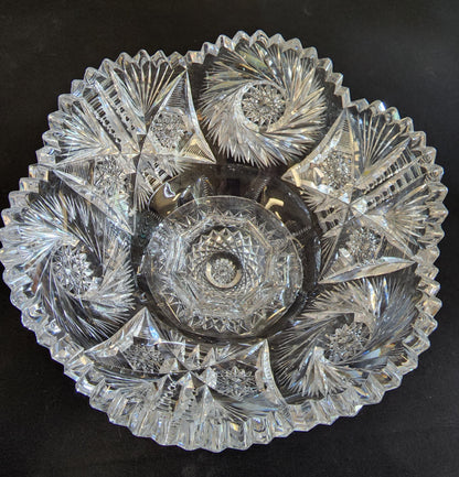 ABP footed bowl hand cut glass