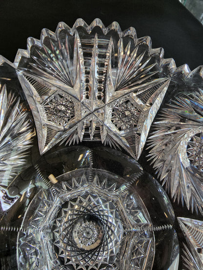 ABP footed bowl hand cut glass