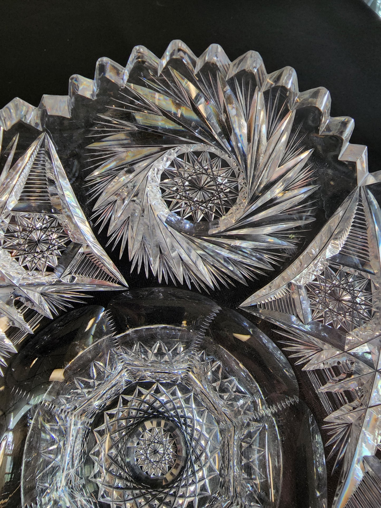 ABP footed bowl hand cut glass