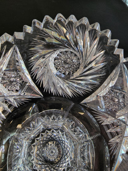 ABP footed bowl hand cut glass