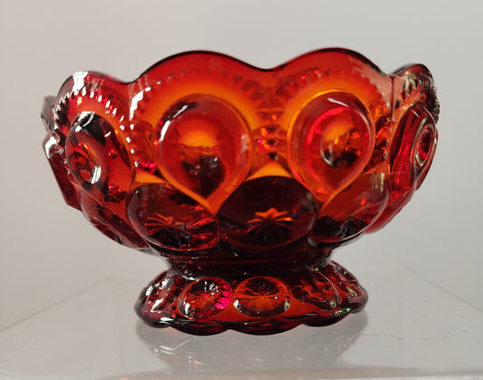 LE Smith glass Red moon and stars candle holder