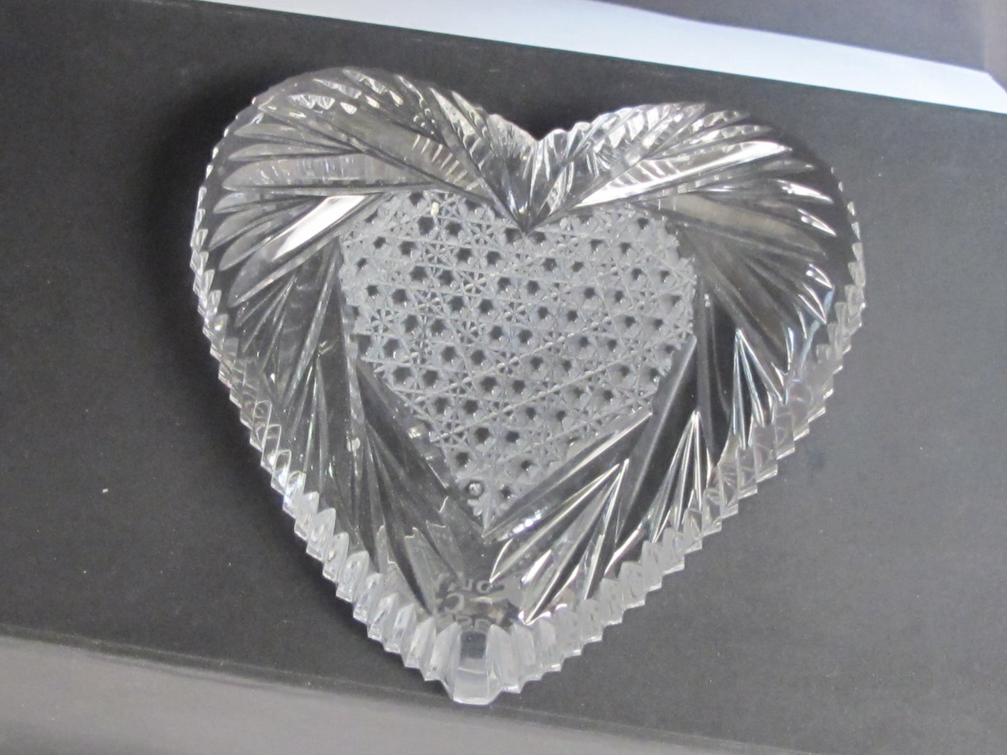 Hand Cut 24% lead crystal heart Paperweight signed Peter ORourke