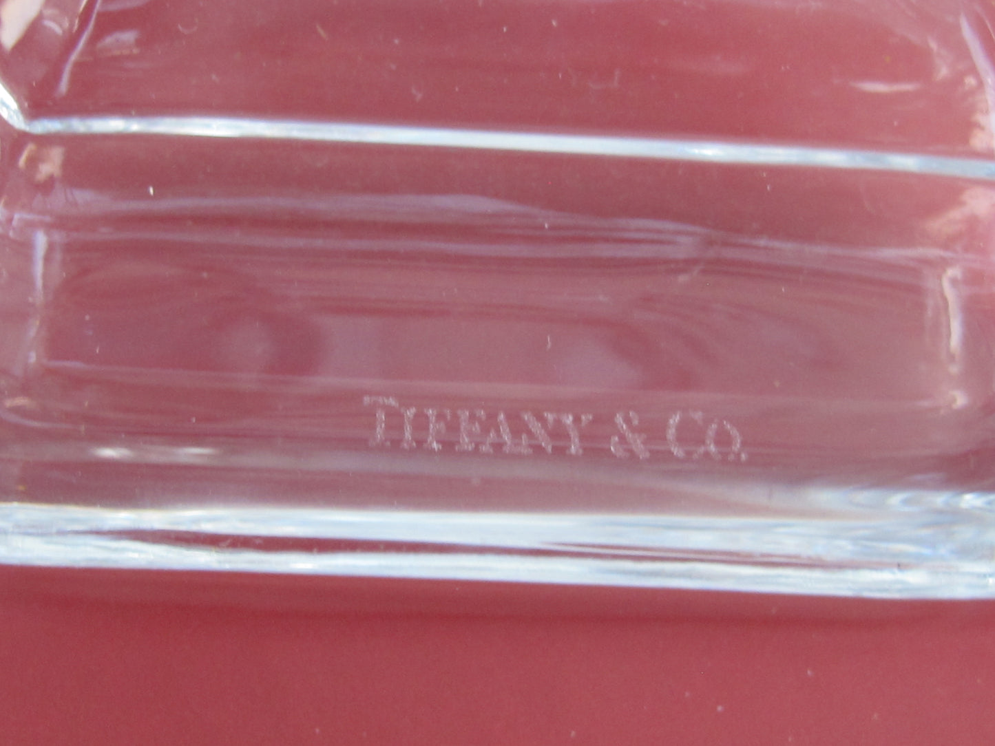 Pair Signed Tiffany Glass candle sticks USA , crystal