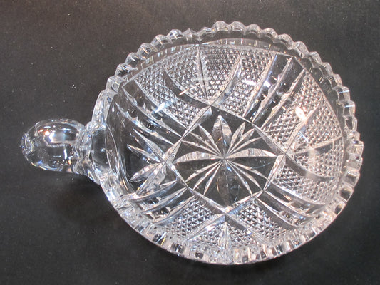 ABP Crystal Cut Glass handled nappie signed Libbey