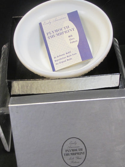 Early American Plymouth Thumprint Milk Glass bowl McKEE