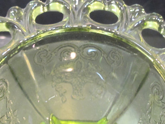 green lace pedestal small glass bowl