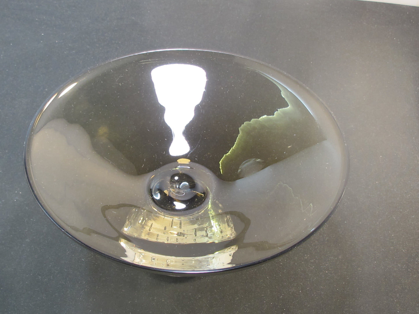 Erickson charcoal glass bowl with controlled bubbles