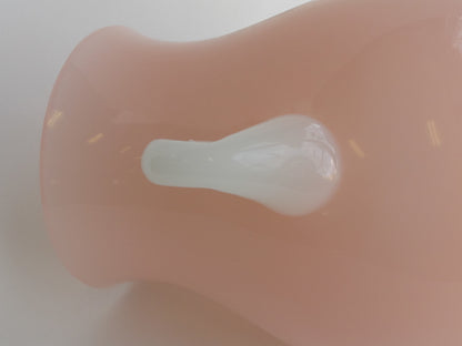 Steuben? vase Glass pink body white handles