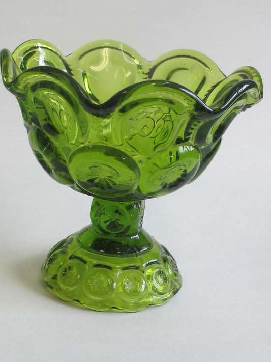 Moon and star green Glass footed dish