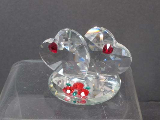 Double glass Hearts  red on mirror Valentine gift