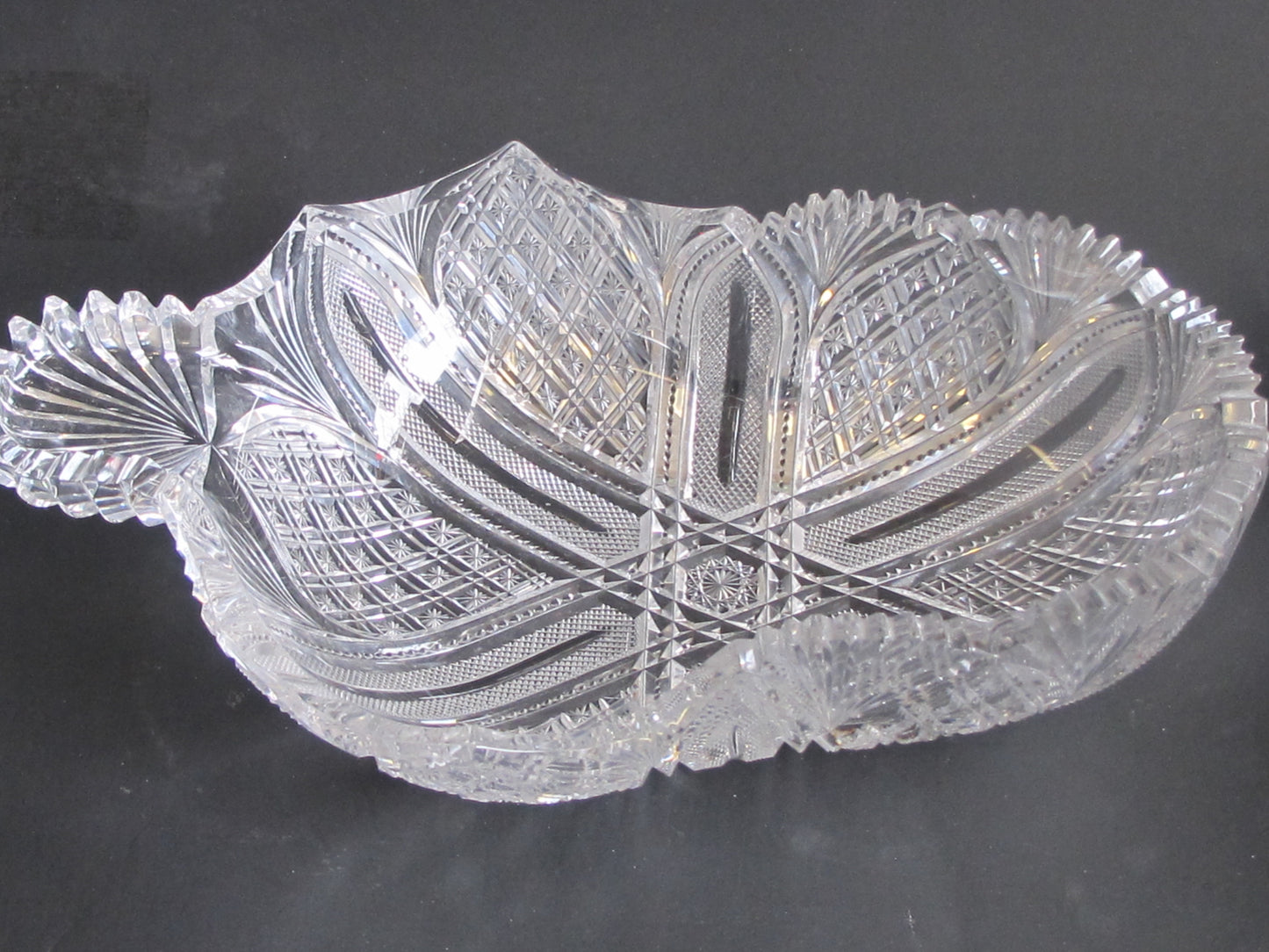 ABP Crystal Cut Glass Leaf Bowl modified