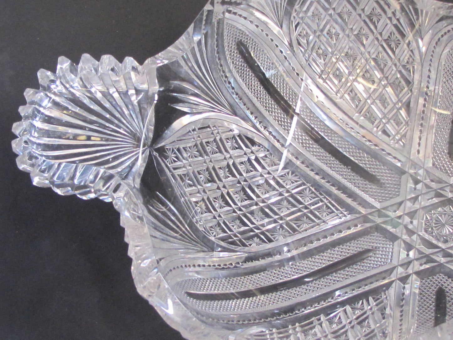 ABP Crystal Cut Glass Leaf Bowl modified