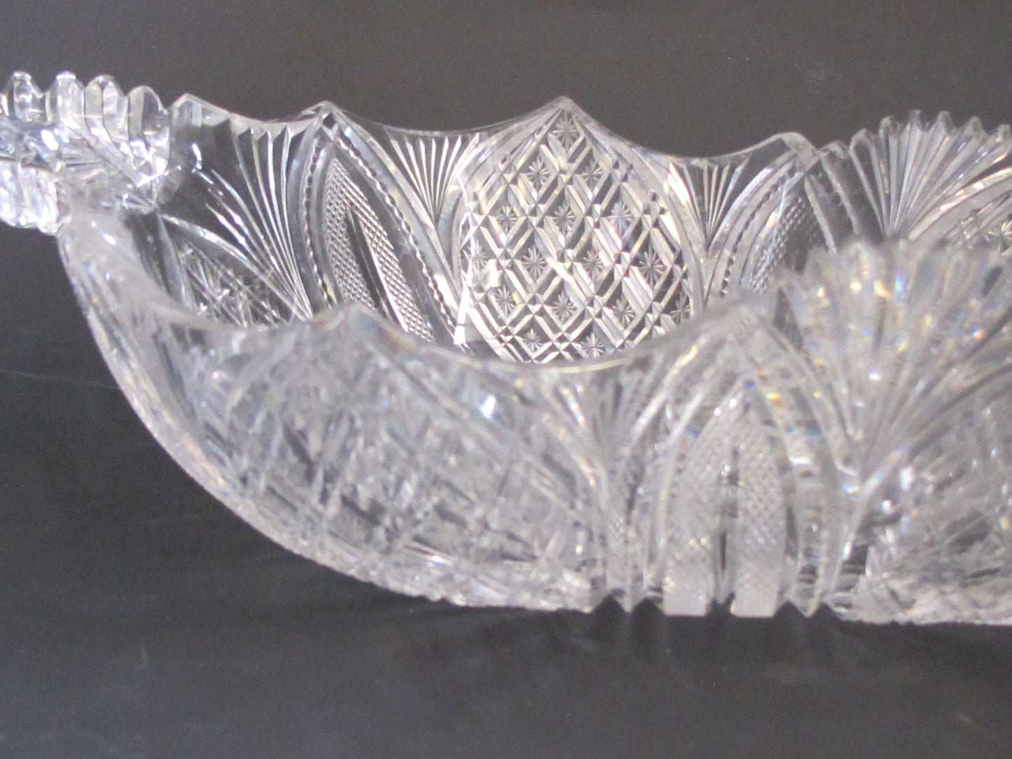 ABP Crystal Cut Glass Leaf Bowl modified