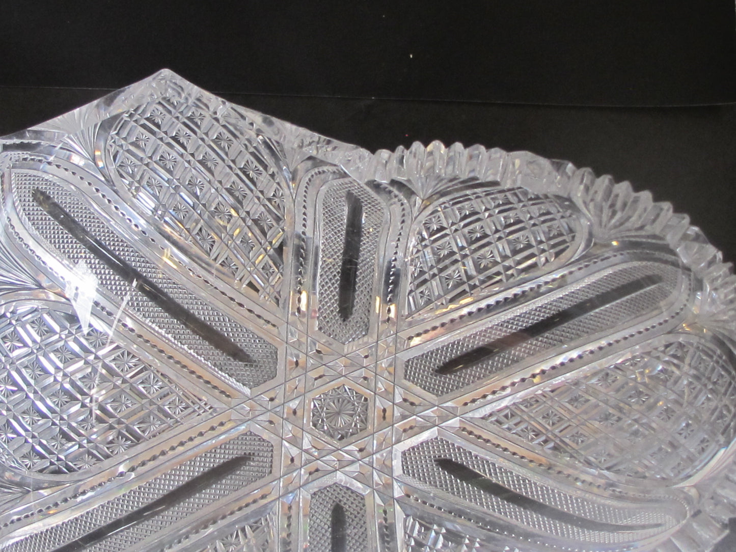 ABP Crystal Cut Glass Leaf Bowl modified