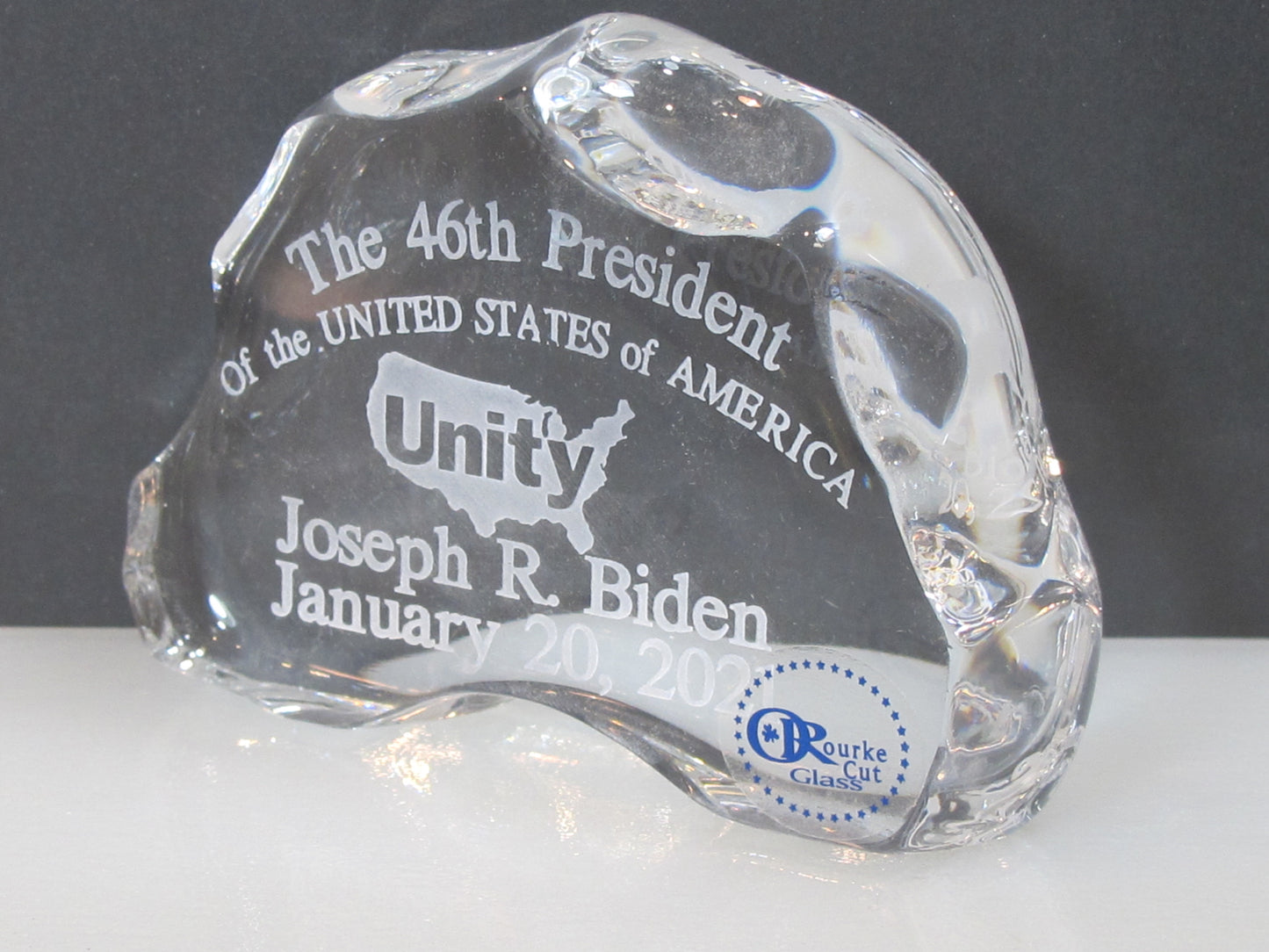 Biden 46th Unity Limited edition CRYSTAL PAPERWEIGHT made in USA