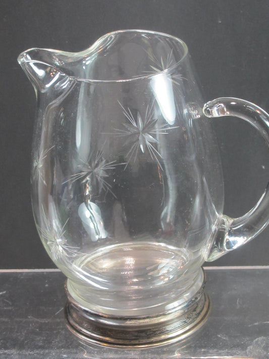 Wallace sterling hand cut glass wheel cut pitcher
