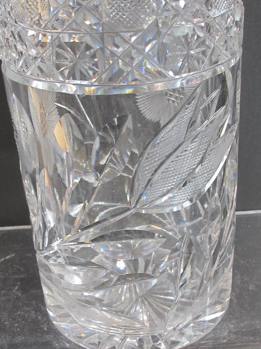 Cut glass decanter Hand cut abp Antique