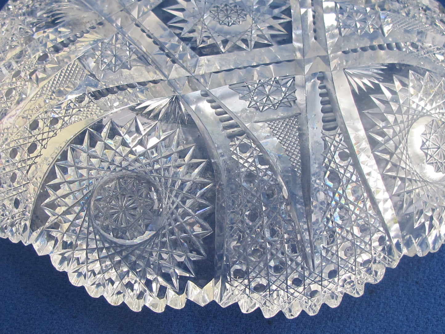 American Brilliant Period Cut Glass low bowl Antique Sharp