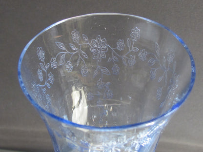 Lenox etched wine Blue glass Castle garden  Crystal  Made in USA Mt Pleasant PA