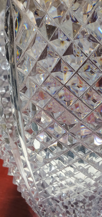 Hand Cut 24% lead crystal vase with space for etching 5 lb Award