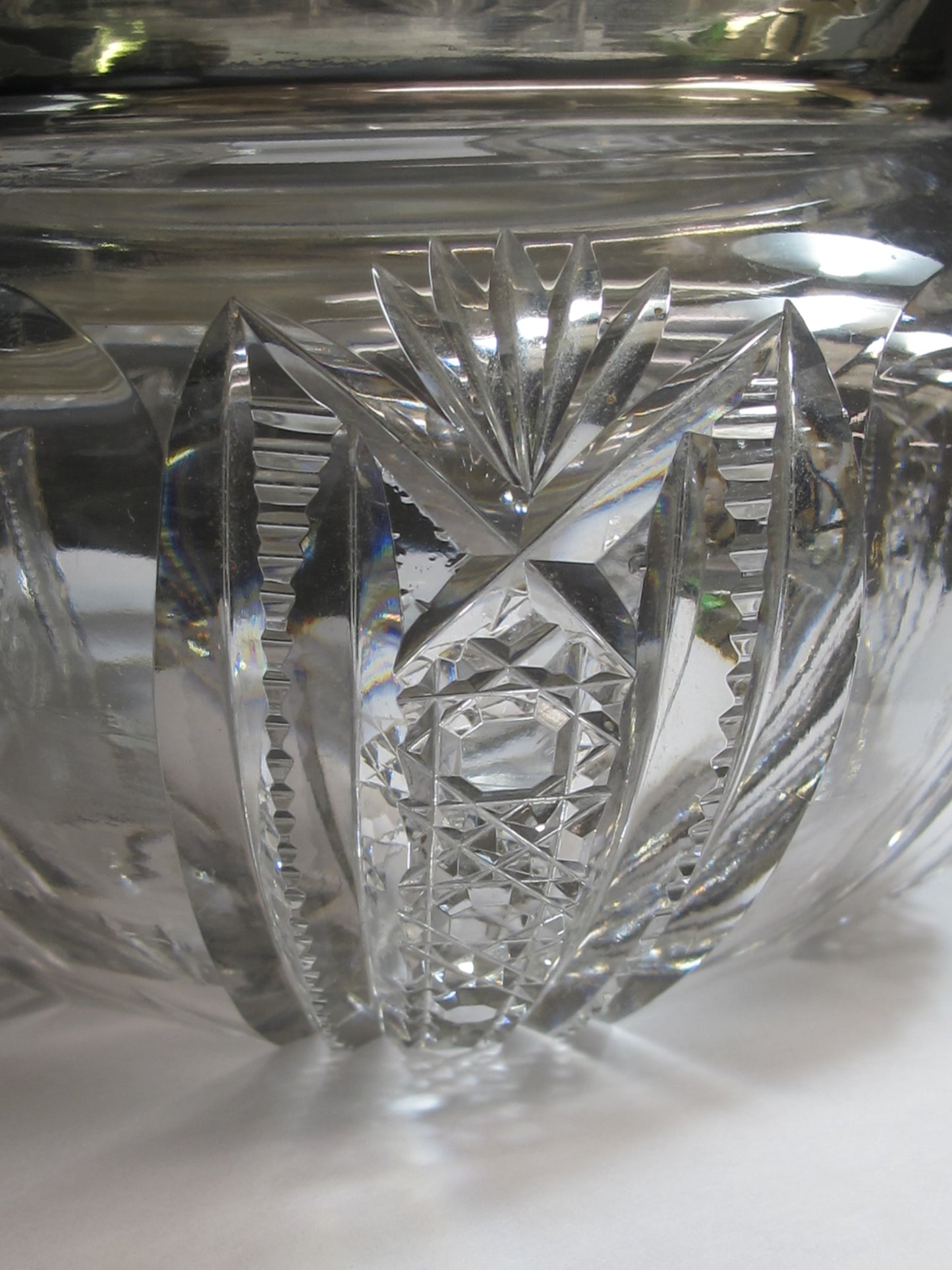 American Brilliant Period Cut Glass powder box with Sterling silver lid Antique abp