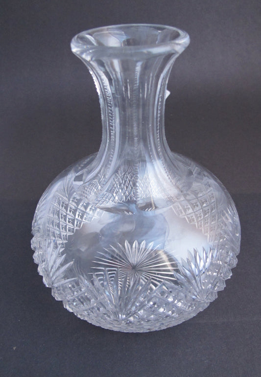 ABP cut glass carafe strawberry diamond fan American brilliant - O'Rourke crystal awards & gifts abp cut glass