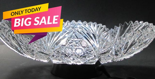 ABP American Brilliant Period Cut Glass crimped tray Antique - O'Rourke crystal awards & gifts abp cut glass