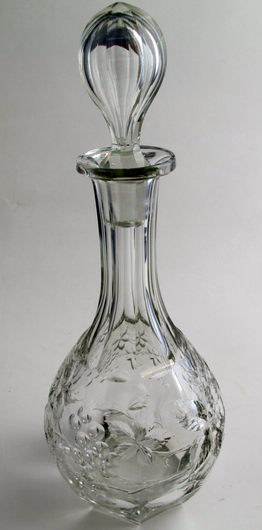 American Brilliant Period Cut Glass decanter grapes,  Antique  ABP - O'Rourke crystal awards & gifts abp cut glass