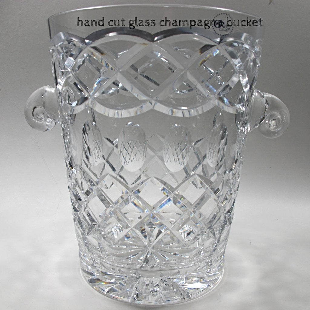 Hand cut glass Champagne bucket 24 % lead crystal Hand polished - O'Rourke crystal awards & gifts abp cut glass