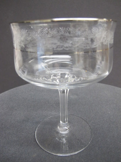 Lenox Moonspun Platinum Crystal dessert Made in USA Mt Pleasant PA mouth blown - O'Rourke crystal awards & gifts abp cut glass