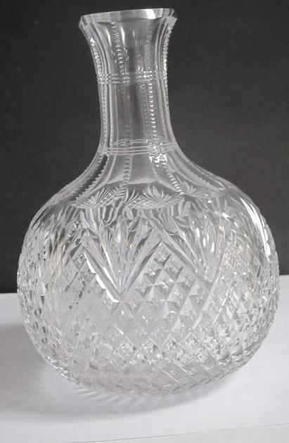 ABP cut glass carafe strawberry diamond fan American brilliant C8