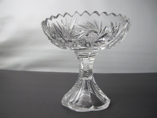 American Brilliant Period Cut Glass compote, divided Antique