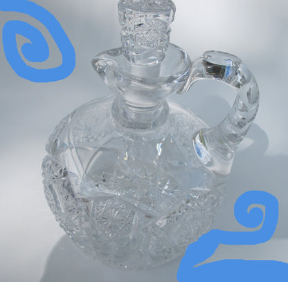 Signed Clark American Brilliant Period Cut Glass ABP Antique Decanter