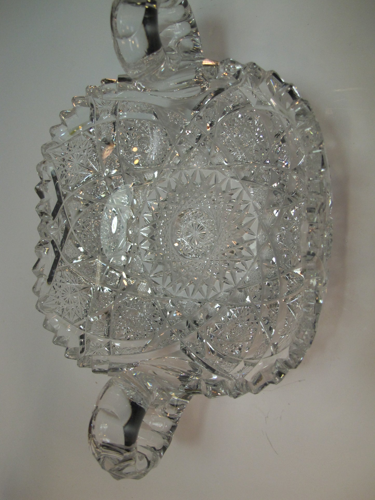 American Brilliant Period hand Cut Glass 2 handled dish