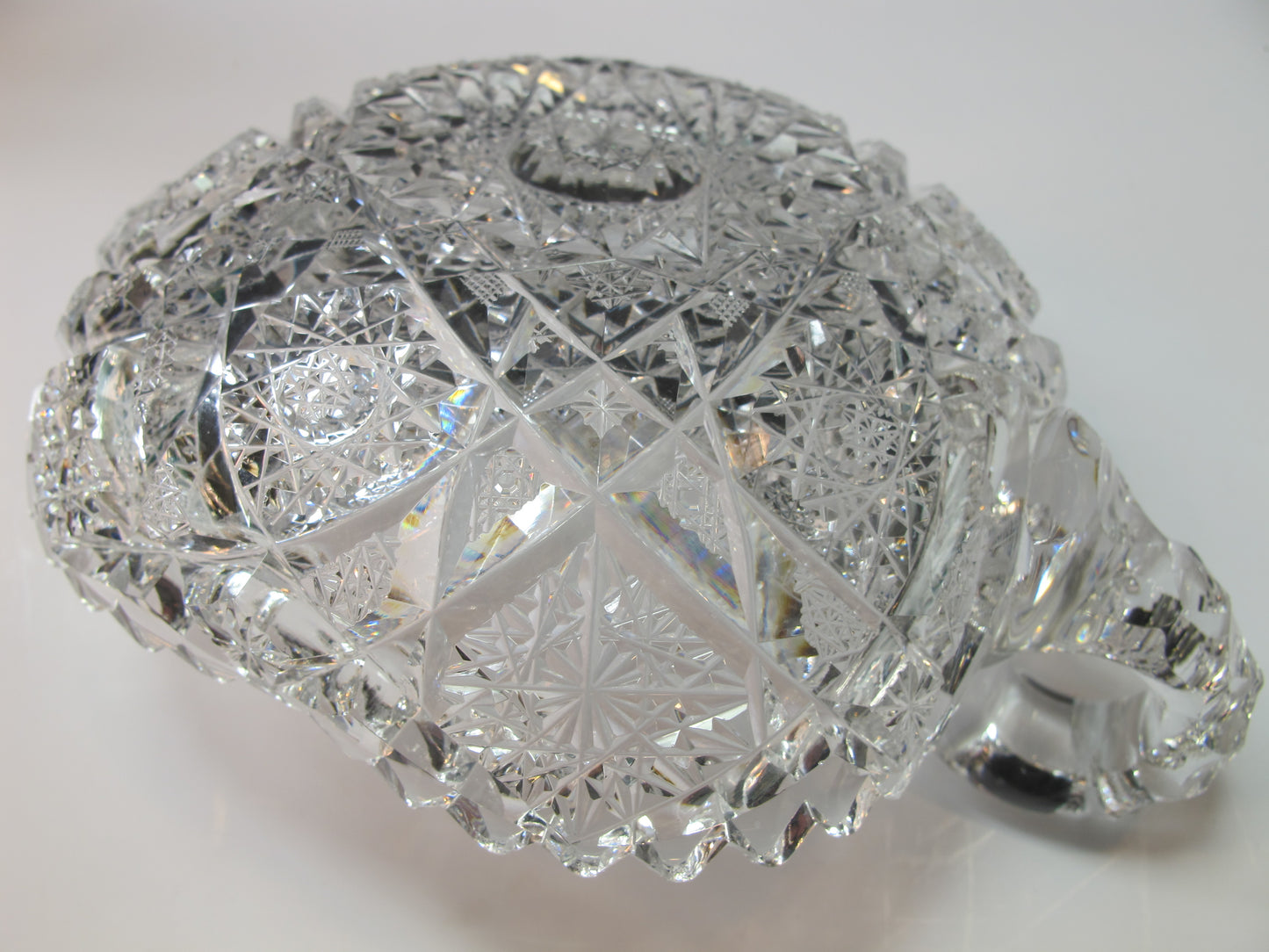 American Brilliant Period hand Cut Glass 2 handled dish