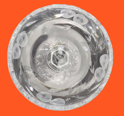 Signed Hawkes gravic fruit compote hand Cut Glass