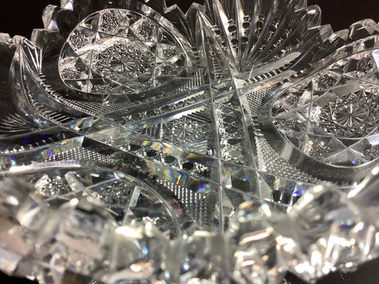 ABP Crystal Cut Glass handled nappie Sparkles