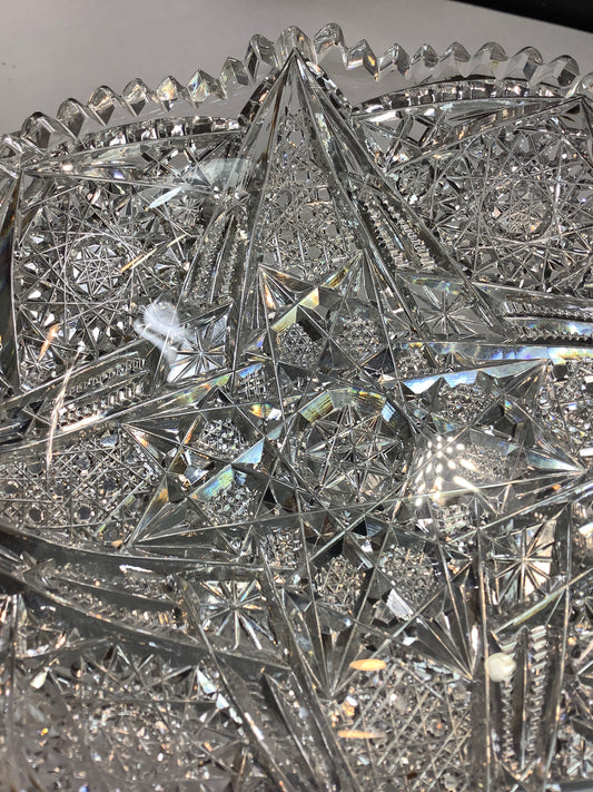 ABP cut glass ice cream dish American brilliant