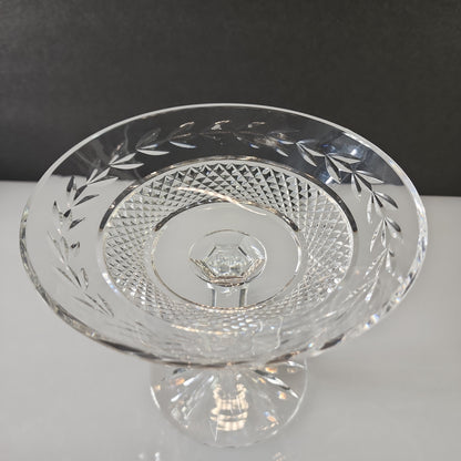 Signed Waterford Hand Cut glass compote Irish Crystal